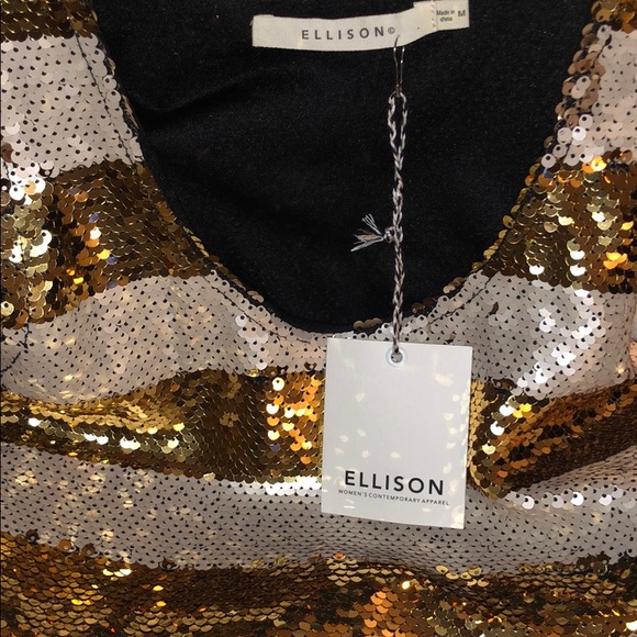 NWT Ellison Ivory and Gold Sequin Shift Cocktail Dress, Sz. M - Picture 4 of 4